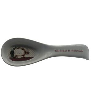 Vintage 1988 House of Lloyd Christmas Is Homemade Ceramic Spoon Rest White 8.3"
